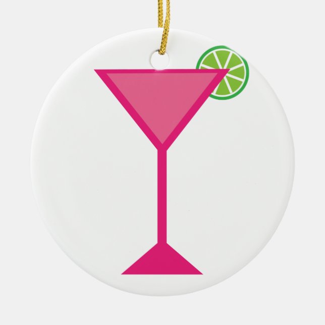 Rosa coctail med limefrukt julgransprydnad keramik (Framsidan)