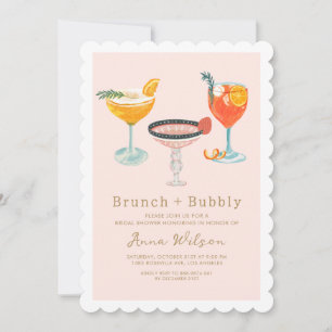 Rosa Coctails Brunch Bubly Möhippa Inbjudningar