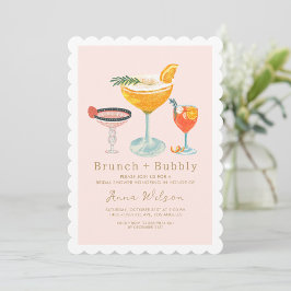 Rosa Coctails Brunch Bubly  Möhippa Inbjudningar