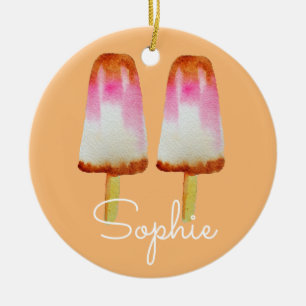 Rosa cola popsicles Flickans temagodis namn Julgransprydnad Keramik