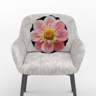 Rosa Collarette Dahlia på Black Blommigt Rund Kudde