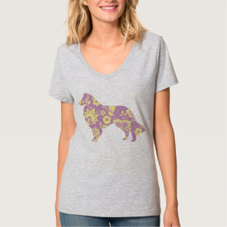 Rosa Collie Flower på grått T Shirt