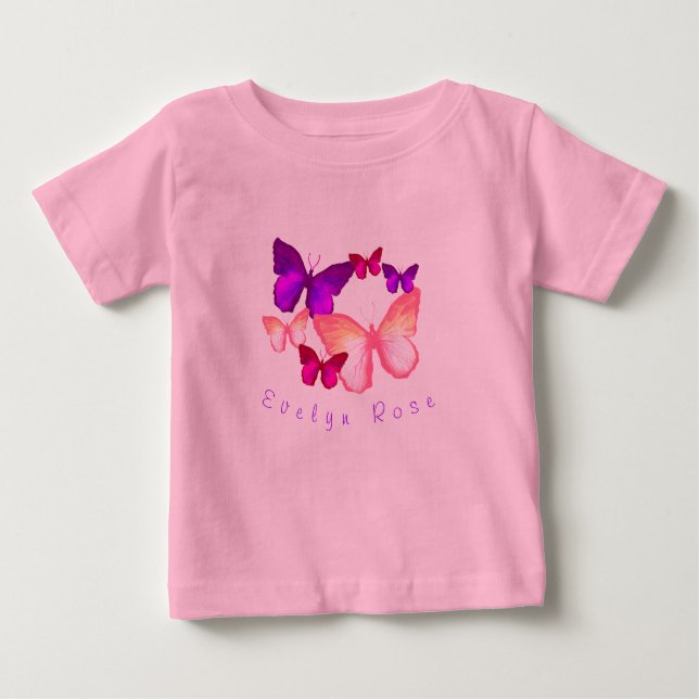 Rosa Colorful Butterflies T Shirt (Framsida)