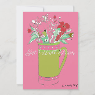 Rosa Colorful Get well Flowers in A Mugg Card Julkort
