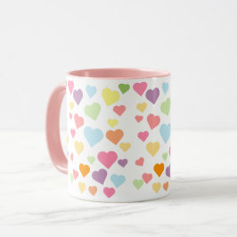 Rosa Colorful Hearts Mönster Snyggt Cute Mugg
