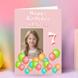 Rosa Colorful Party Balloons Kid Birthday Photo Kort<br><div class="desc">Rosa Colorful Party Balloons Kid Birthday Photo Card. Cute grattis på födelsedagen-kort med fyra färgstarka ballonger i rött,  grönt,  blått och orange färg. Anpassa den med ditt barns namn,  ålder och foto.</div>