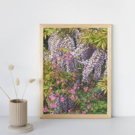 Rosa Coloumbin och Lila Wisteria Blommigt Fototryck