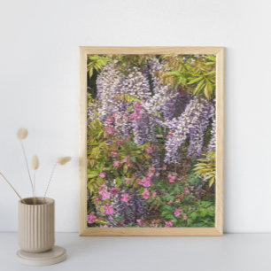 Rosa Coloumbin och Lila Wisteria Blommigt Fototryck