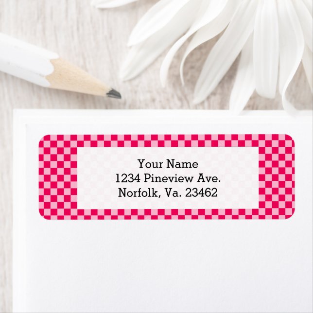 Rosa Combination Classic Checkerboard av STaylor Returadress Etikett (Insitu)