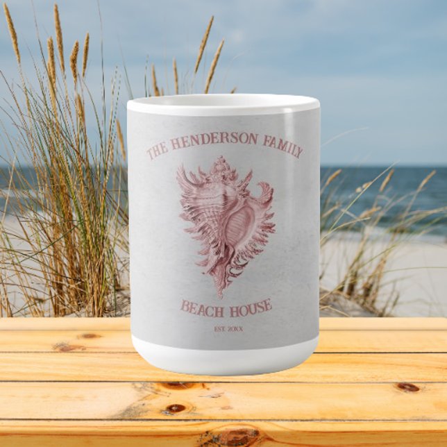 Rosa Conch Snäcka Coffee Mugg (Pink Conch Shell Personalized Coffee Mug)