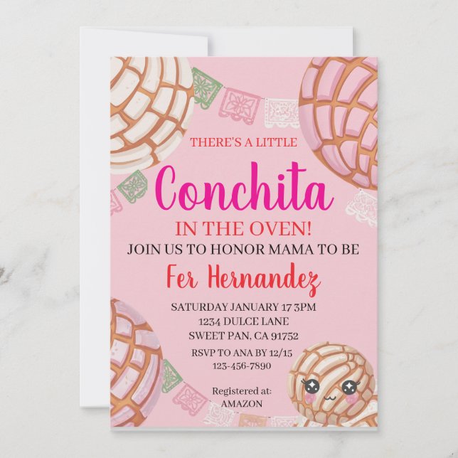 Rosa Concha Baby Shower  Inbjudningar (Framsida)