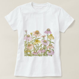 Rosa Coneflowers Daisy Blommigt Botanisk konst T Shirt