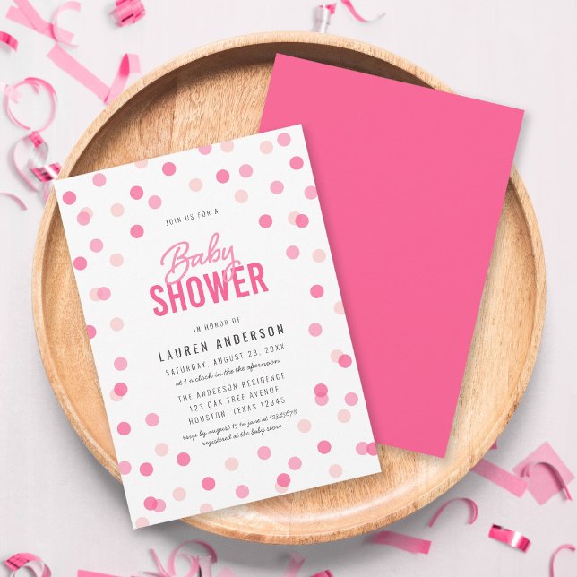 Rosa Confetti Baby Shower Inbjudningar (Skapare uppladdad)