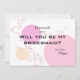 Rosa Confetti Circles Bridesmaid Inbjudningar