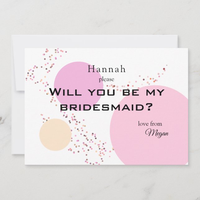 Rosa Confetti Circles Bridesmaid Inbjudningar (Framsida)