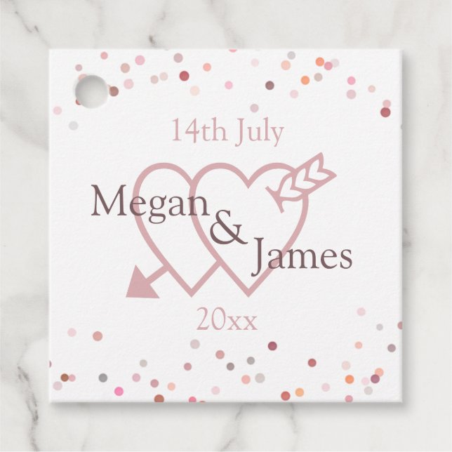 Rosa Confetti Circles Gåvor Etiketter (Framsida)