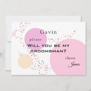 Rosa Confetti Circles Groomsman Inbjudningar