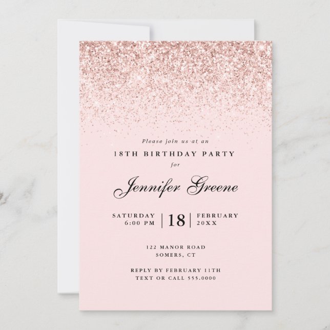  Rosa Confetti Glitter, alla åldrar Inbjudningar (Framsida)