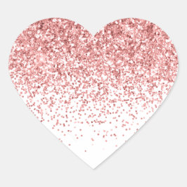 Rosa Confetti Glitzy Glam Gnistra Glitter Hjärtformat Klistermärke