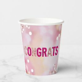 Rosa Confetti "Gratulerar" 8oz Kopp