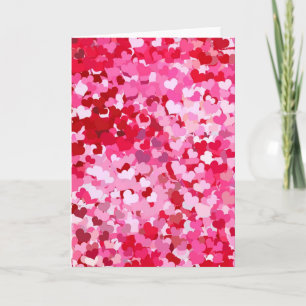 Rosa Confetti Hearts Helgkort