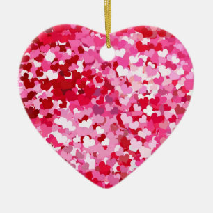Rosa Confetti Hearts Julgransprydnad Keramik
