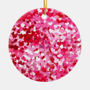 Rosa Confetti Hearts Julgransprydnad Keramik