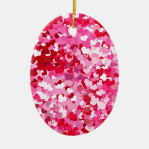 Rosa Confetti Hearts Julgransprydnad Keramik