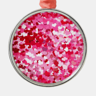Rosa Confetti Hearts Julgransprydnad Metall
