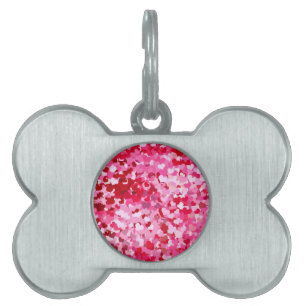 Rosa Confetti Hearts Namnbricka Husdjur