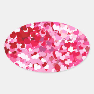 Rosa Confetti Hearts Ovalt Klistermärke