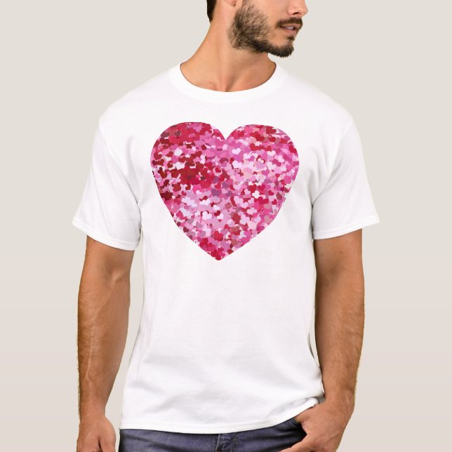 Rosa Confetti Hearts T Shirt (Framsida)