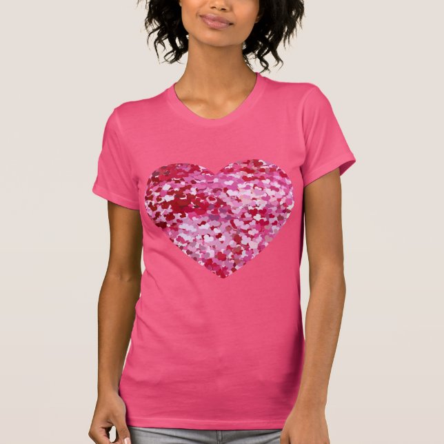 Rosa Confetti Hearts T Shirt (Framsida)