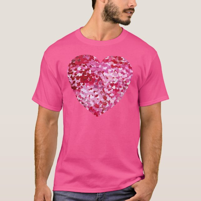 Rosa Confetti Hearts T Shirt (Framsida)