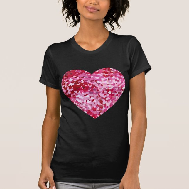 Rosa Confetti Hearts Tee Shirt (Framsida)