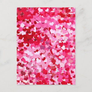 Rosa Confetti Hearts Vykort