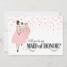 Rosa Confetti kommer du att vara min Maid of honor Inbjudningar