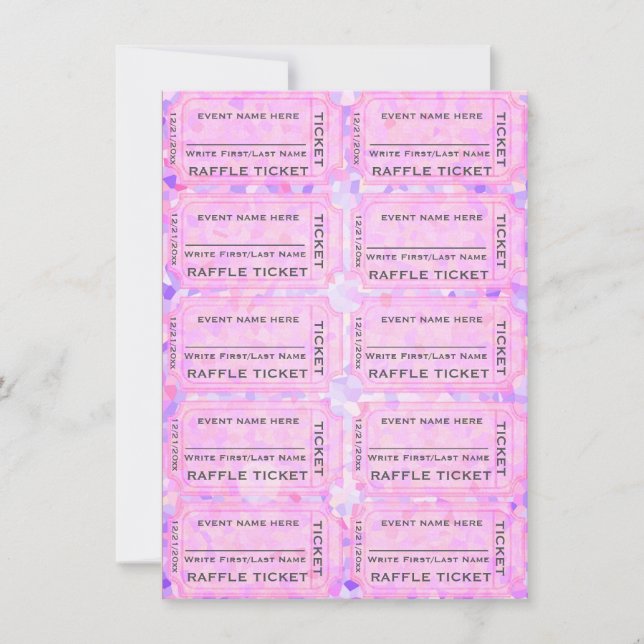 Rosa Confetti Raffle Biljett till inbjudan (Framsida)