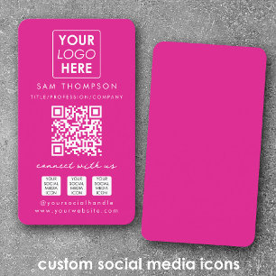 Rosa Connect with US Social Media QR-kodLogotyp Visitkort