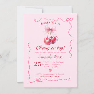 Rosa Conquette Bow Cherry på Top Möhippa Inbjudningar