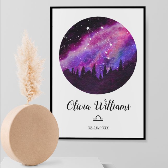 Rosa Constellation Libra Horoscope Sign Gift Poster (Skapare uppladdad)