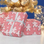 Rosa Cookie och Snöflingor Wrapping Pa Presentpapper<br><div class="desc">Personlig Papper med juldekorerad bakad bakgingerbrödakor</div>