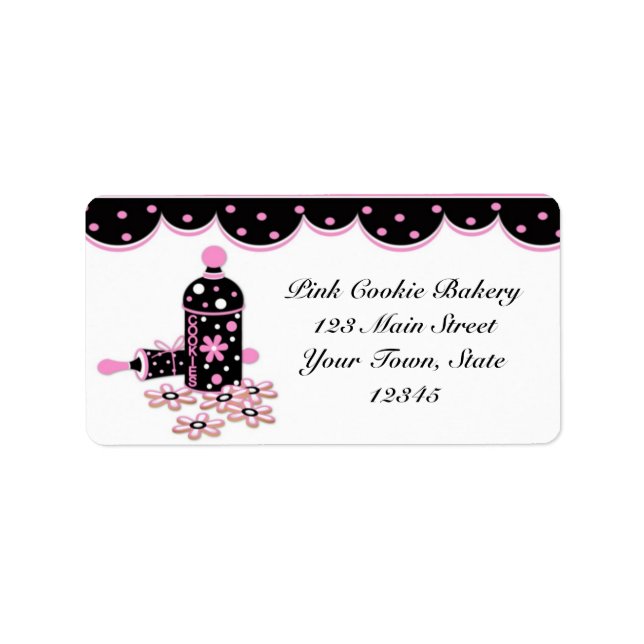 Rosa Cookies, bakerietikett Adressetikett (Framsidan)