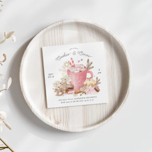 Rosa Cookies och Cocoa Julfest Inbjudan