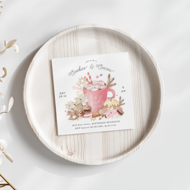 Rosa Cookies och Cocoa Julfest Inbjudan (Skapare uppladdad)