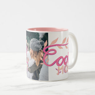 Rosa Cool mamma handritad text Mors dag foto Två-Tonad Mugg