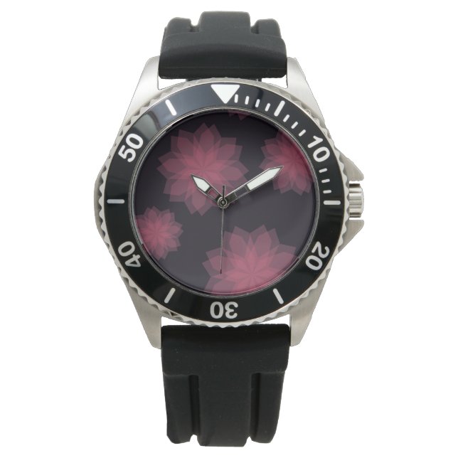 Rosa, cool, trendig, modern blomabstraktion armbandsur (Framsida)