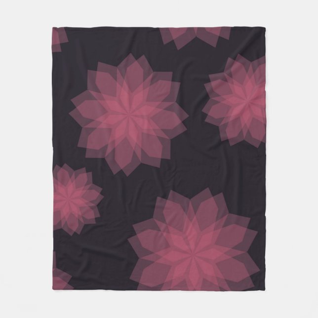 Rosa, cool, trendig, modern blomabstraktion fleecefilt (Framsidan)