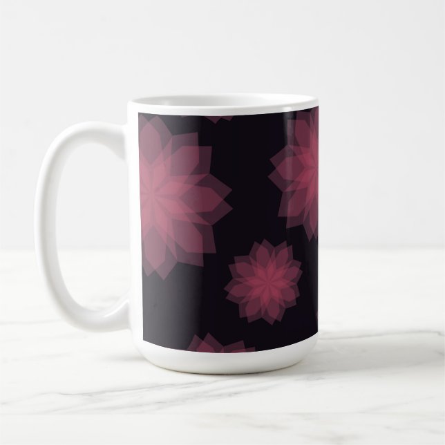 Rosa, cool, trendig, modern blomabstraktion kaffemugg (Vänster)