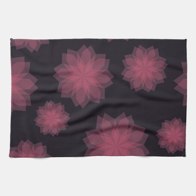 Rosa, cool, trendig, modern blomabstraktion kökshandduk (Horisontell)
